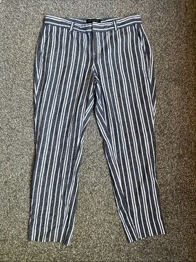 Banana Republic Black & White Striped Ankle Pants